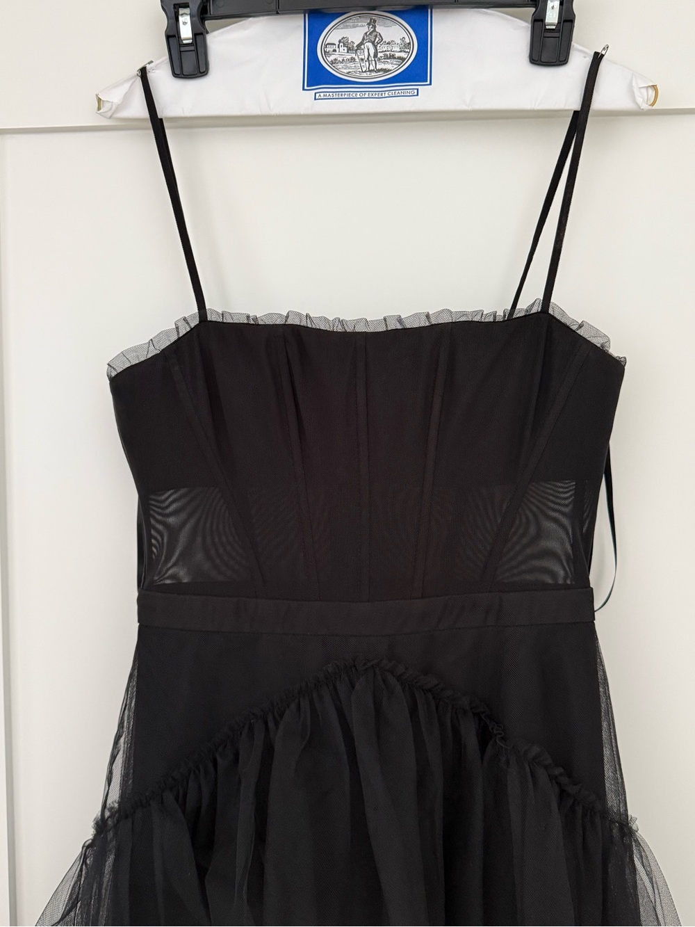 BCBG Black Tiered Tulle Evening Dress - Picture 4 of 6